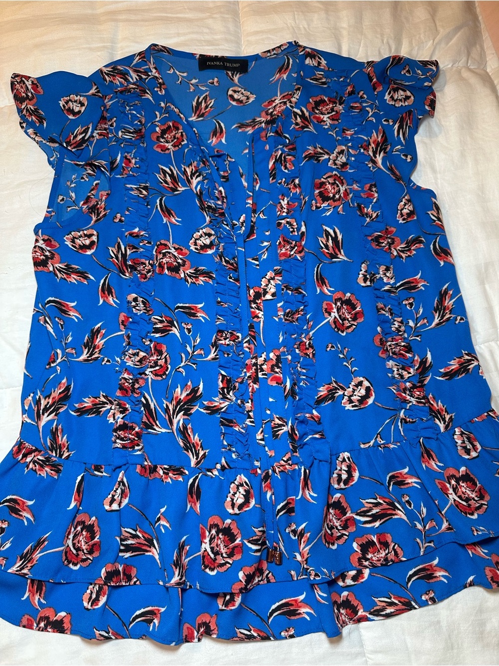 Ivanka Trump Blue Floral Print blouse